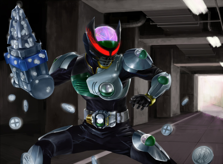 glowing glowing_eyes kamen_rider kamen_rider_birth kamen_rider_ooo_(series) kuchibiru kuchibiru_keisuke o_medal