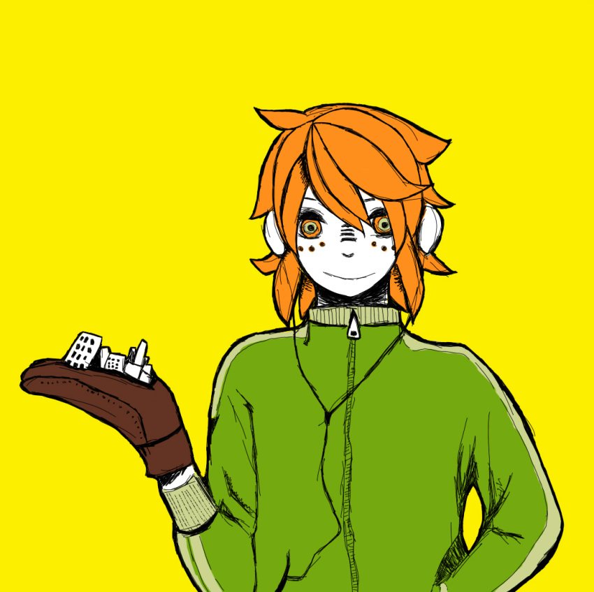gloves luke_fon_fabre matryoshka_(vocaloid) multicolored_eyes orange_eyes orange_hair short_hair sweater tales_of_(series) tales_of_the_abyss vocaloid