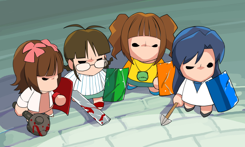 a1 akizuki_ritsuko amami_haruka blood castle_crashers chibi initial-g kisaragi_chihaya parody takatsuki_yayoi the_idolm@ster