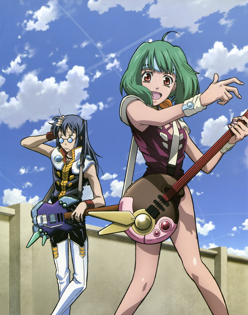 bass_guitar cosplay guitar highres instrument macross macross_7 macross_frontier mylene_jenius mylene_jenius_(cosplay) nekki_basara nekki_basara_(cosplay) ranka_lee saotome_alto