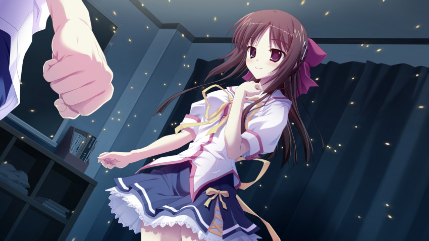 ama_ane brown_hair game_cg kikurage seifuku skirt yashima_otome