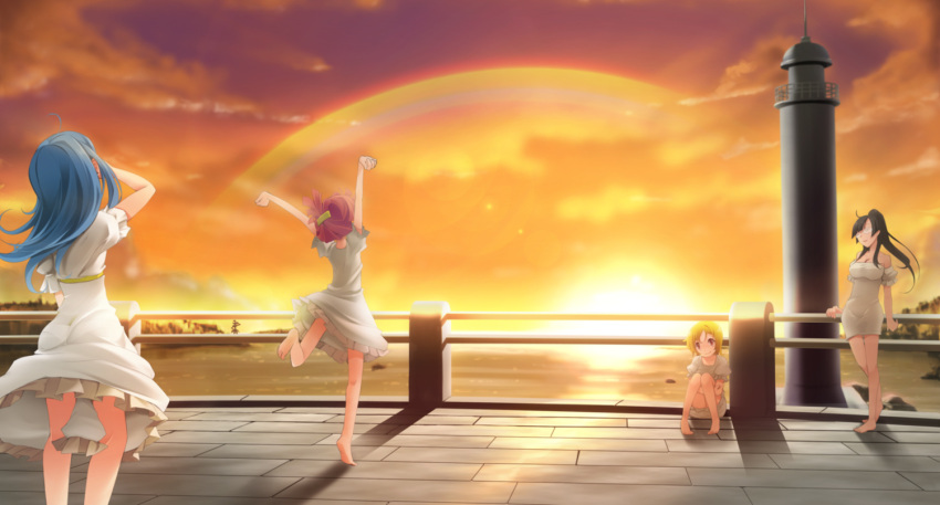 agemaki_wako barefoot dress nichi_keito rainbow sakana_(character) star_driver sunset you_mizuno
