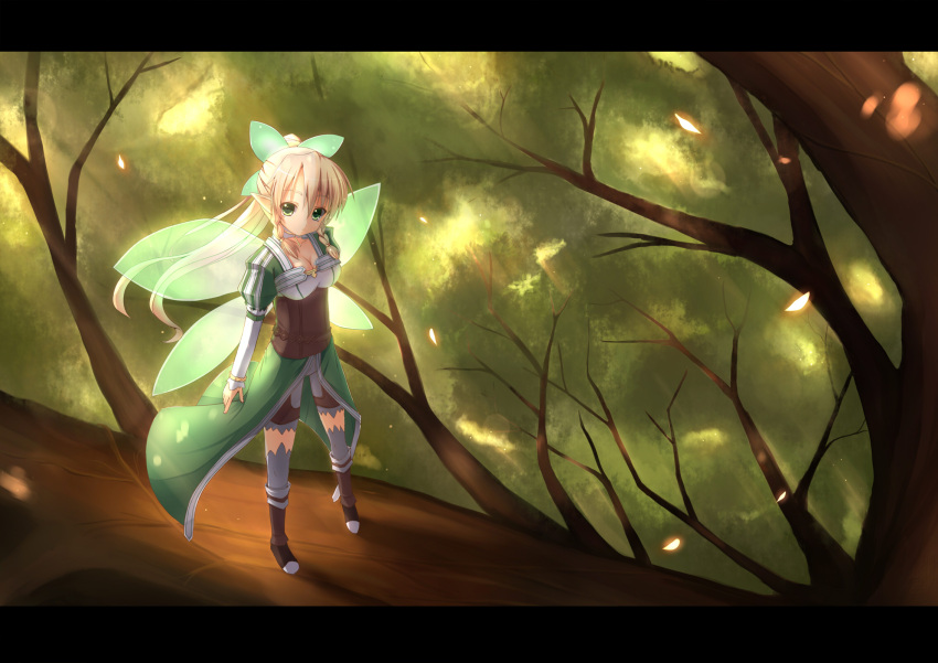 branch character_request hair_bow highres if_(asita) leafa lyfa sword_art_online tree wings