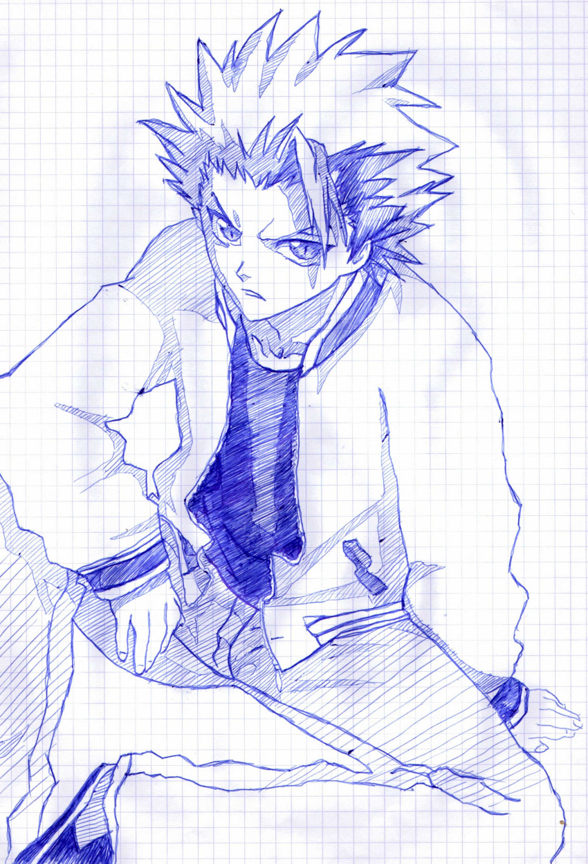 bleach hitsugaya_toushirou male monochrome noangelhonestly sketch