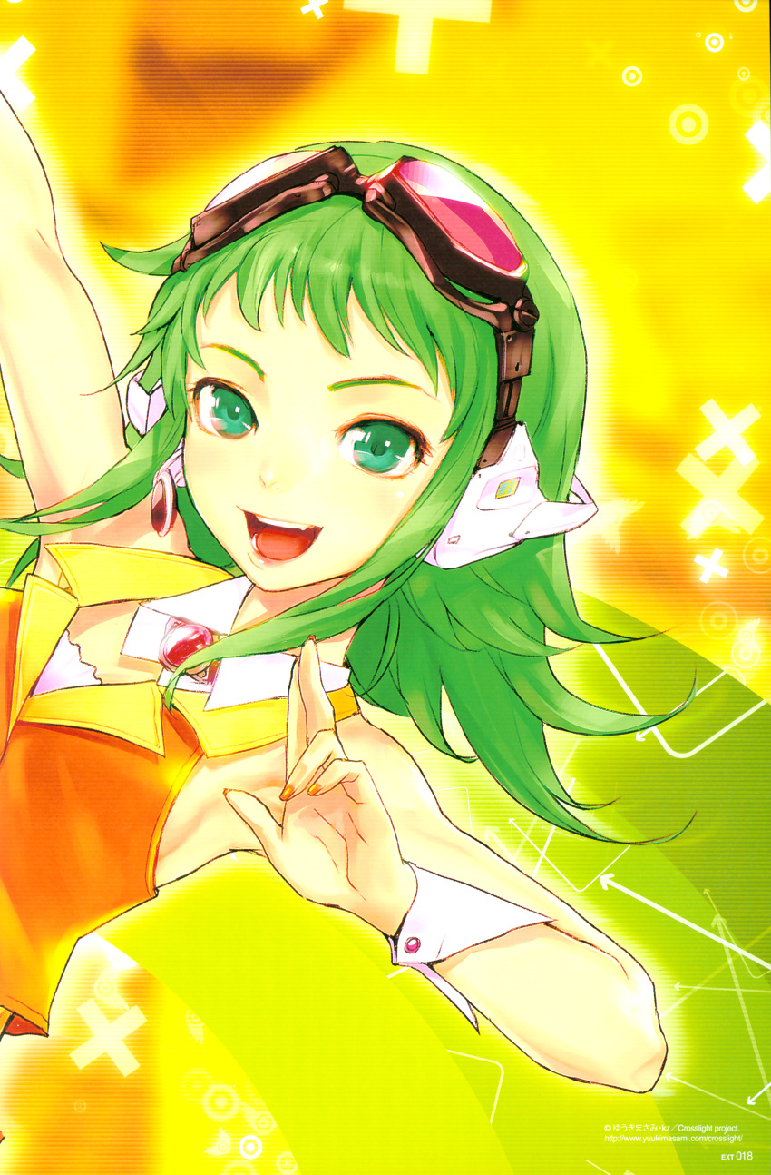 goggles green_eyes green_hair gumi open_mouth redjuice solo vocaloid
