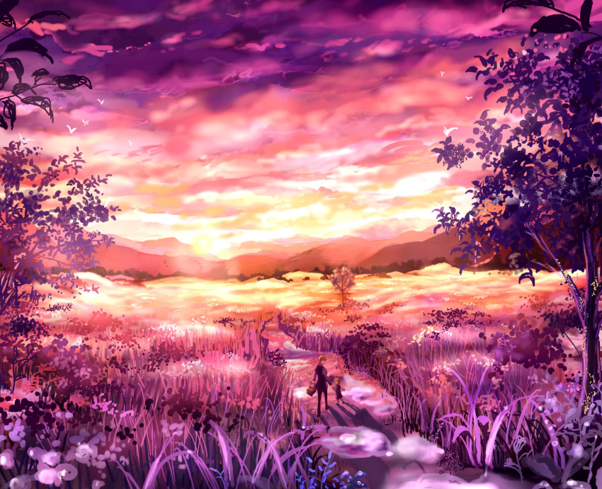 artist_request clouds grass landscape looking_back mountains scenic shadow sky tree
