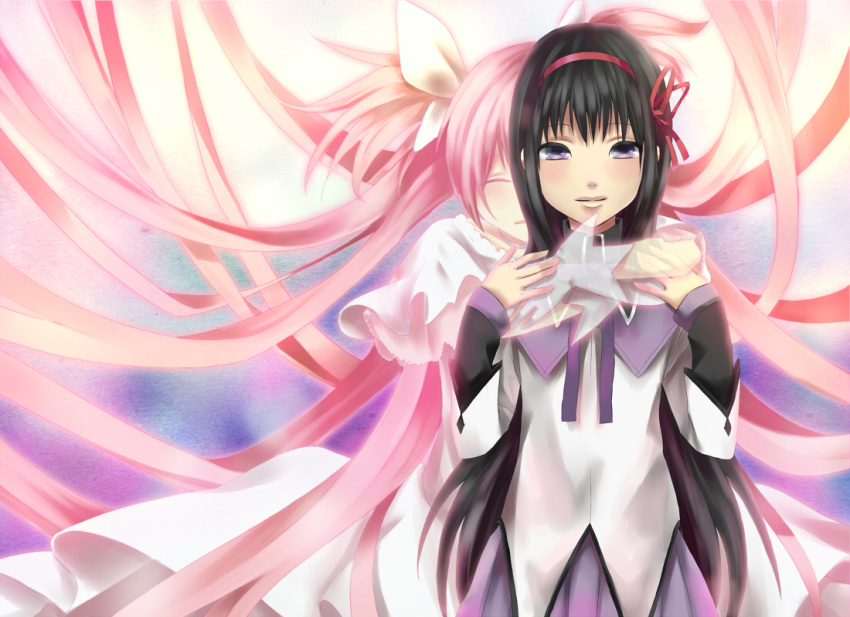 akemi_homura cry goddess_madoka hug kaname_madoka mahou_shoujo_madoka_magica