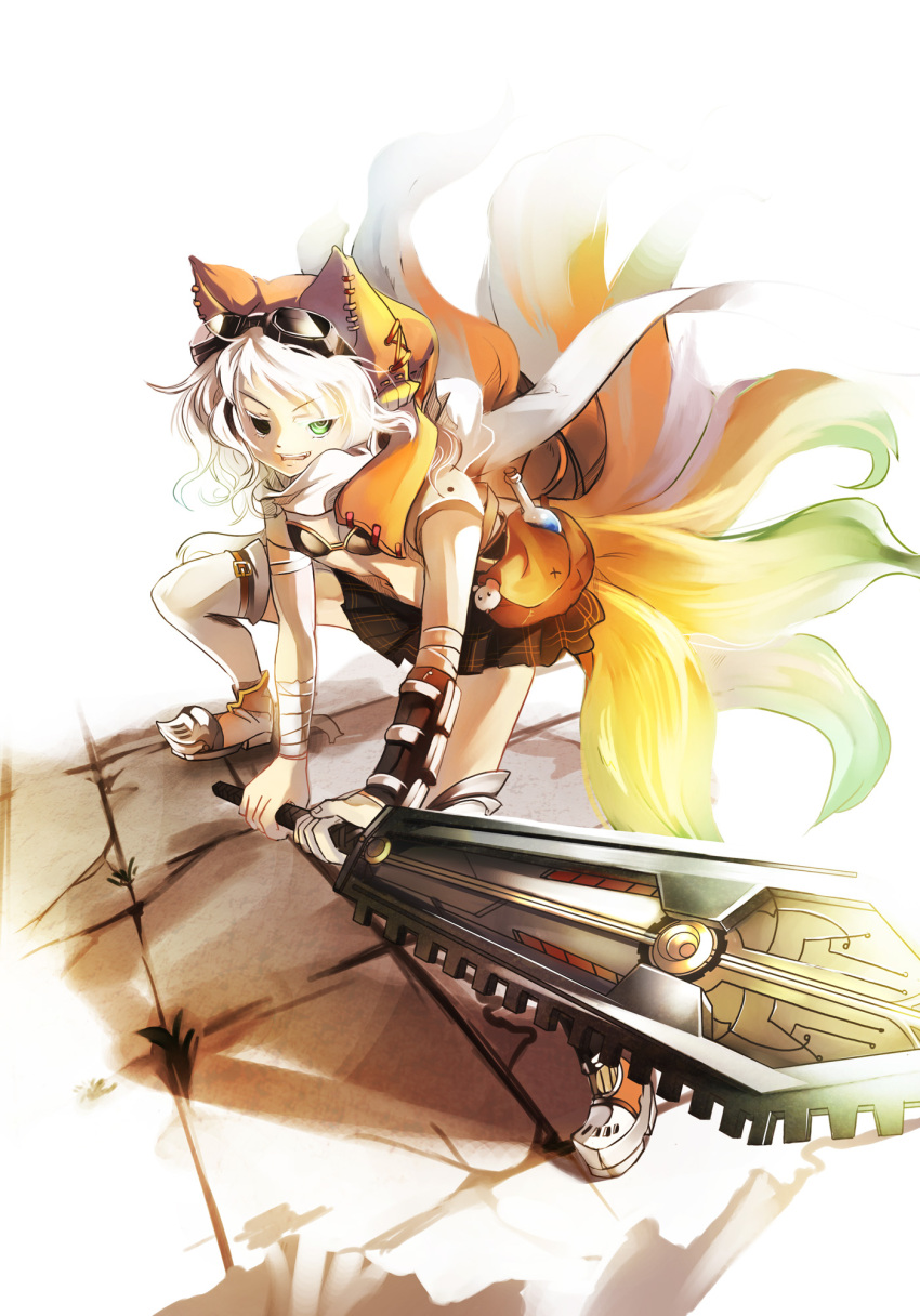 fuyouchu goggles highres original solo sword tail weapon white_hair