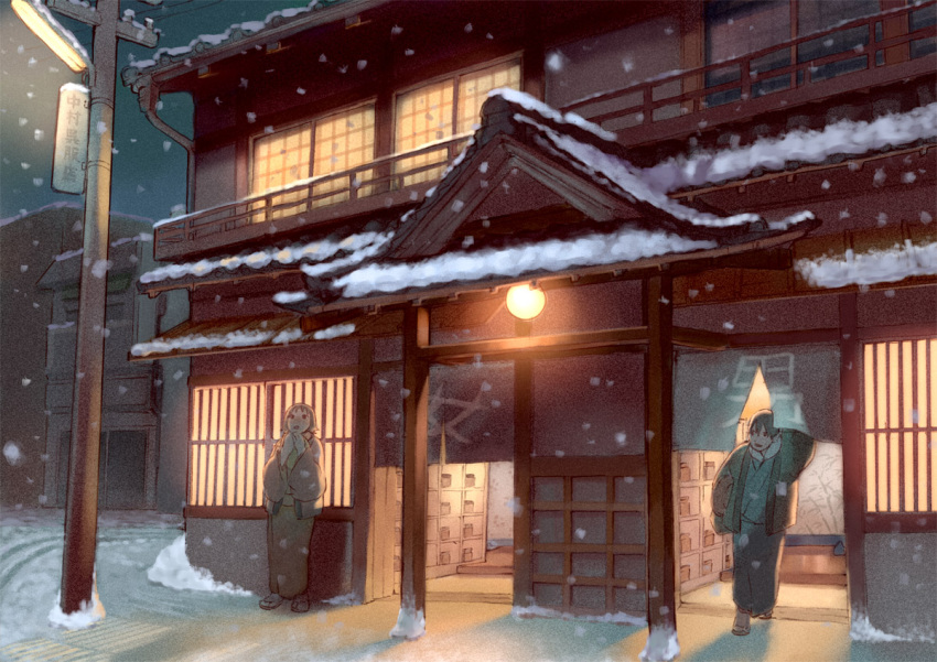 batako japanese_clothes kimono snow winter