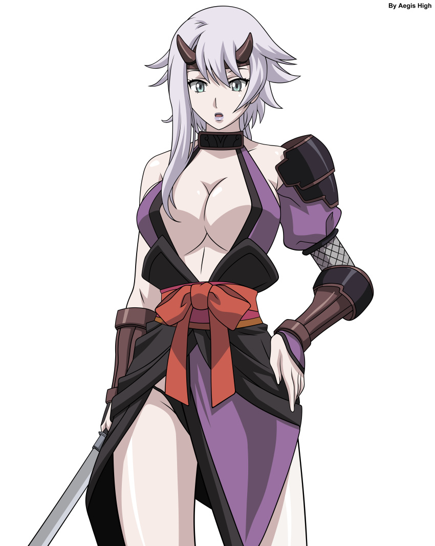 cleavage queen's_blade shizuka signed sword vector