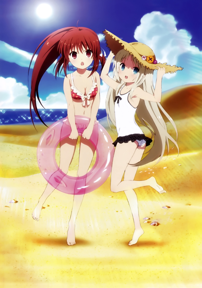 2girls absurdres artist_request beach highres little_busters!! multiple_girls natsume_rin noumi_kudryavka official_art tagme