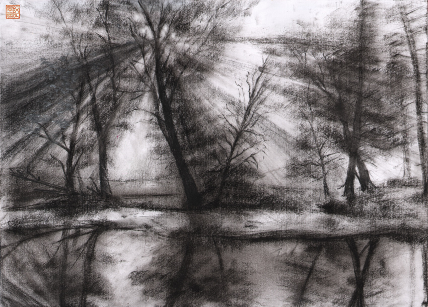 copyright_request lake monochrome photo_reference tree water yuanchosaan