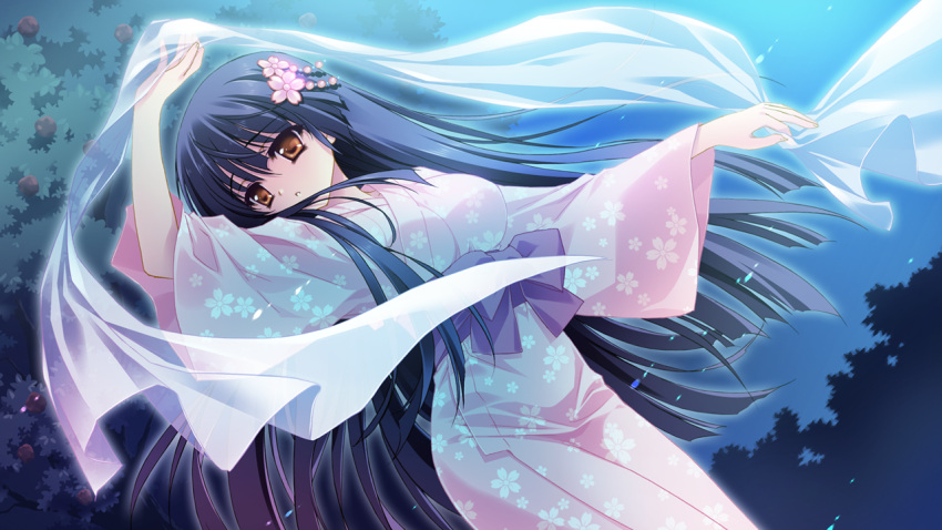 black_hair character_request cube_(artist) game_cg japanese_clothes kimi_to_boku_to_eden_no_ringo night tagme_(character)