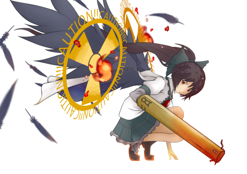 brown_hair eyes gokashi hair_bow highres long_hair red_eyes reiuji_utsuho solo touhou wings