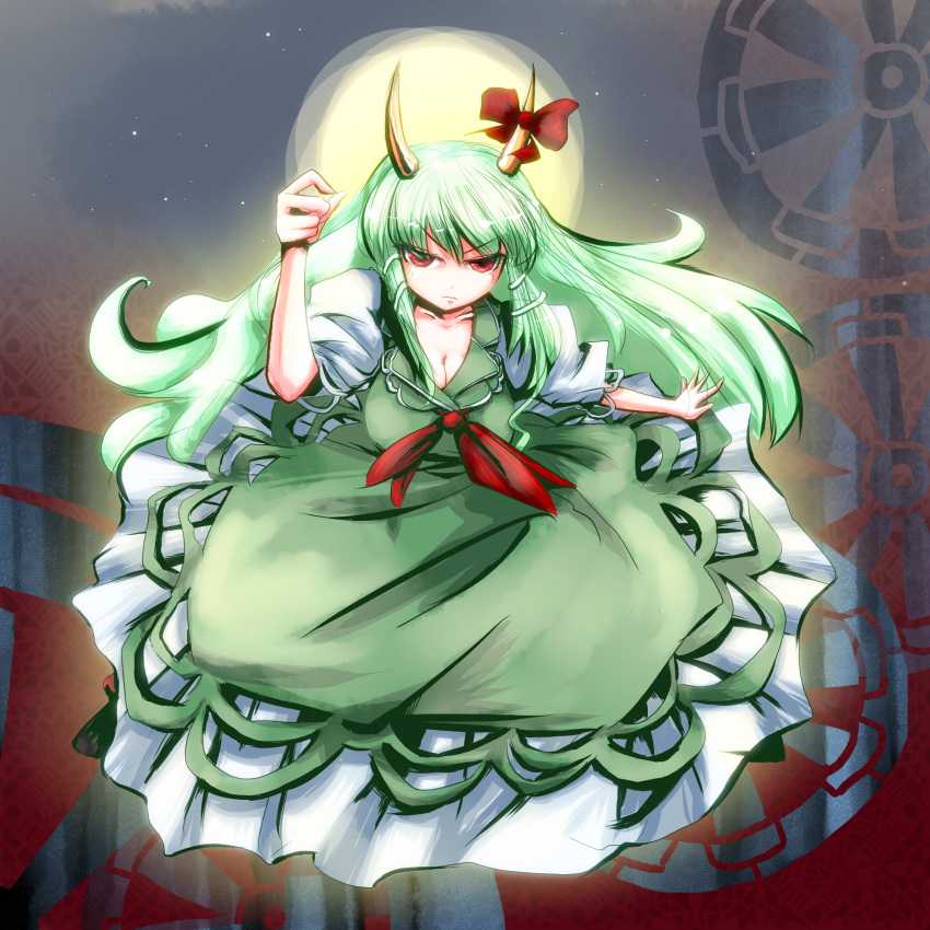 bad_id ex-keine green_hair highres horns kamishirasawa_keine nyoron_(fudegatana) okisimo red_eyes touhou