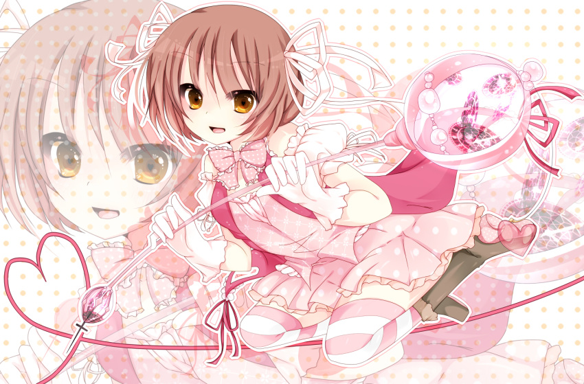 boots brown_hair dress original ribbons thigh-highs zoom_layer