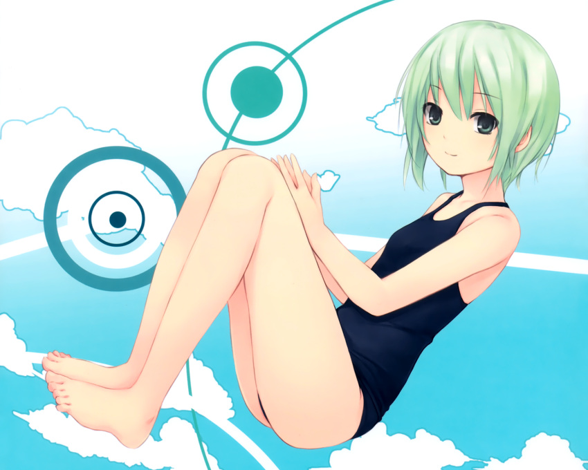 character_request coffee-kizoku cure_girl green_hair school_swimsuit short_hair swimsuit tagme_(character)