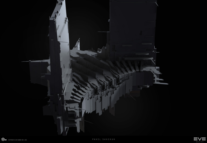 3d absurdres building commentary company_logo company_name copyright_logo copyright_name dark_background dated english_commentary eve_online extra-large_structure_(eve_online) grey_background greyscale highres keyshot_(medium) logo maya_(medium) megastructure monochrome no_humans official_art photoshop_(medium) realistic sobaku-chiuchiu space_station spacecraft upwell_consortium_(eve_online)