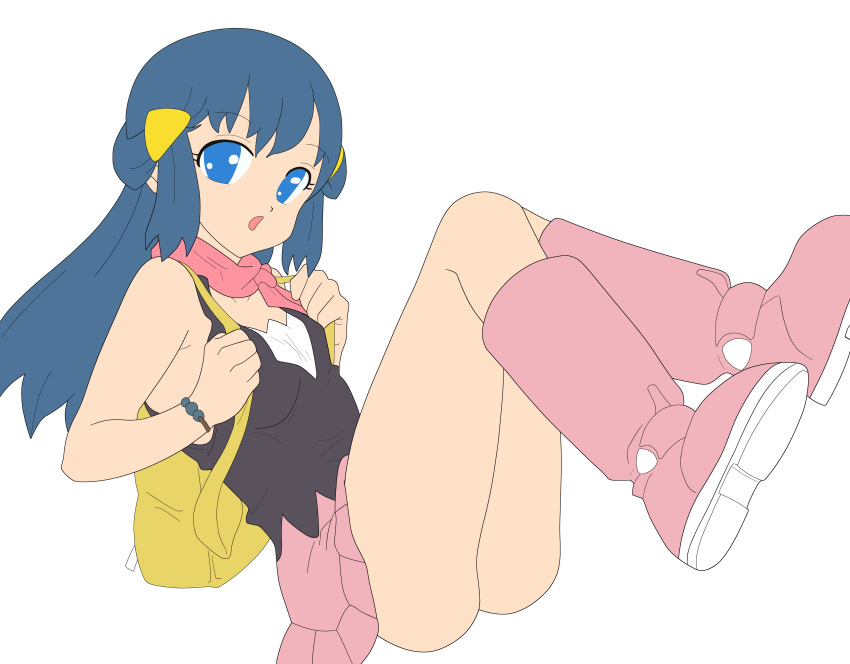 ass blue_eyes blue_hair hikari_(pokemon) legs miniskirt nintendo photoshop pokemon skirt smile solo thighs vector_trace