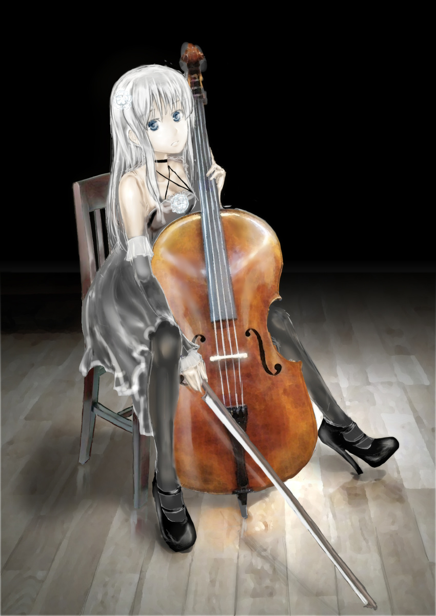 absurdres black_legwear cello doll highres instrument pantyhose
