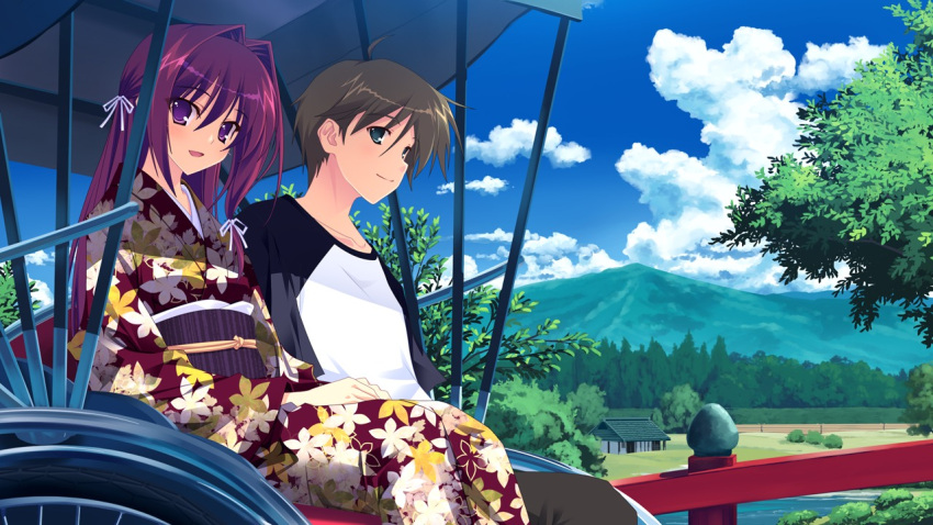 game_cg japanese_clothes kikurage kimi_wo_aogi_otome_wa_hime_ni red_hair redhead washio_rin