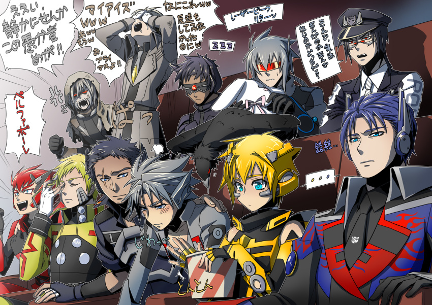 arin66 barricade bumblebee character_request cosplay crow highres humans ironhide laserbeak megatron mirage[dino] optimus_prime personification ratchet shockwave shockwave_(transformers) sideswipe soundwave starscream theater transformers translation_request