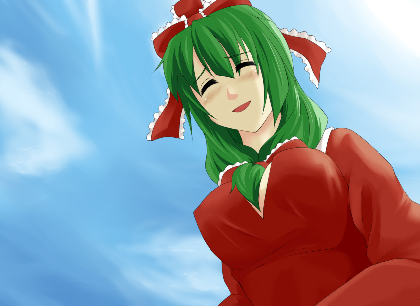 breasts highres kagiyama_hina kuwazi ribbon touhou