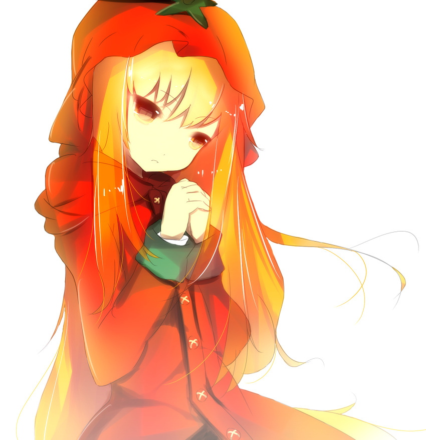 blonde_hair food_themed_clothes highres long_hair senya_fuurin solo tomato tomato_costume toshinou_kyouko yuru_yuri