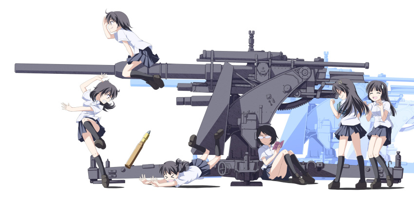 copyright_request glasses highres military multiple_girls school_uniform simple_background tri white_background world_war_ii wwii