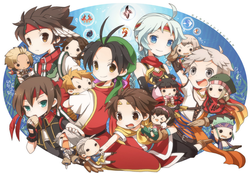 bosutafu character_doll character_request chibi flame_champion freyjadour_falenas gensou_suikoden gensou_suikoden_i gensou_suikoden_ii gensou_suikoden_iii gensou_suikoden_iv gensou_suikoden_tierkreis gensou_suikoden_v hero_(suikoden_tierkreis) hugo jowy_atreides-blight lazlo lyon multiple_boys nanami riou snowe_vingerhut ted thomas tir_mcdohl