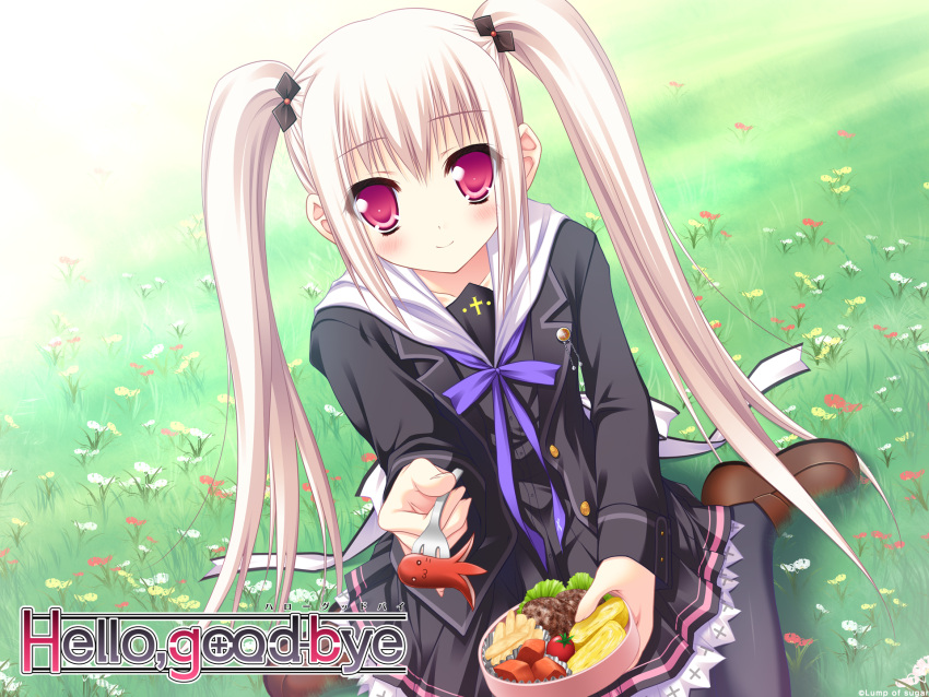 food hello_good-bye hiiragi_koharu lump_of_sugar moekibara_fumitake seifuku twintails