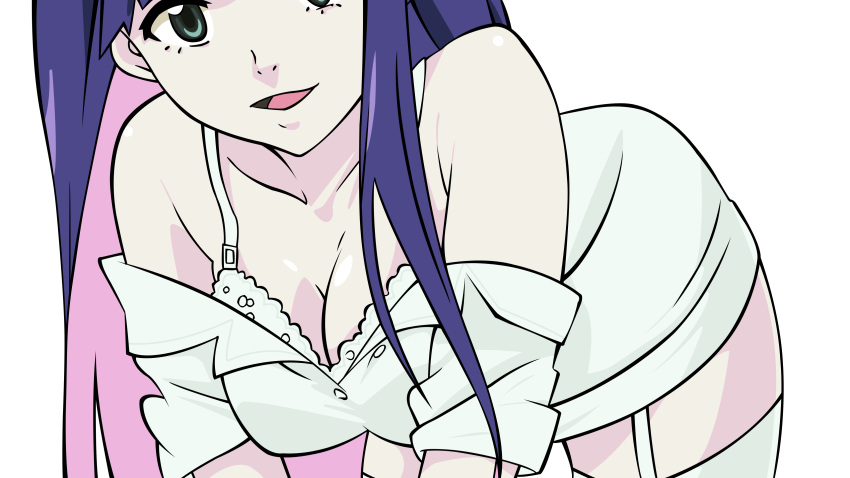 &amp; absurdres artist_request bra breasts cleavage eyes garter_belt green green_eyes hair highres leaning lingerie long_hair multicolored multicolored_hair nurse panties panty_&amp;_stocking_with_garterbelt simple_background smile solo stocking_(character) stocking_(psg) thigh-highs thighhighs transparent transparent_background two-tone two-tone_hair underwear vector vector_trace with