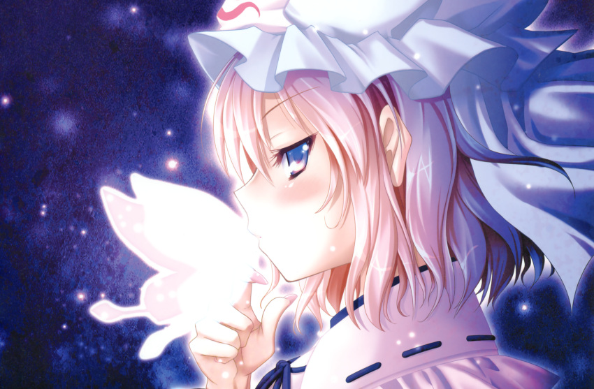 blue_eyes hat pink_hair saigyouji_yuyuko short_hair touhou