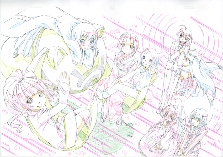 aiba_ruri colored_pencil_(medium) crossover dalian dantalian_no_shoka ikoku_meiro_no_croisee kaga_rin kamisama_dolls konoe_subaru kuga_utao kukuri_(kamisama_dolls) mawaru_penguindrum mayo_chiki! nanami_haruka princess_of_the_crystal sacred_seven season_connection sey smile takakura_himari traditional_media usagi_drop uta_no_prince-sama yune_(ikoku_meiro_no_croisee)