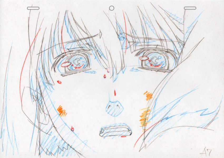 highres macross macross_frontier macross_frontier:_itsuwari_no_utahime production_art ranka_lee scared sketch sweat