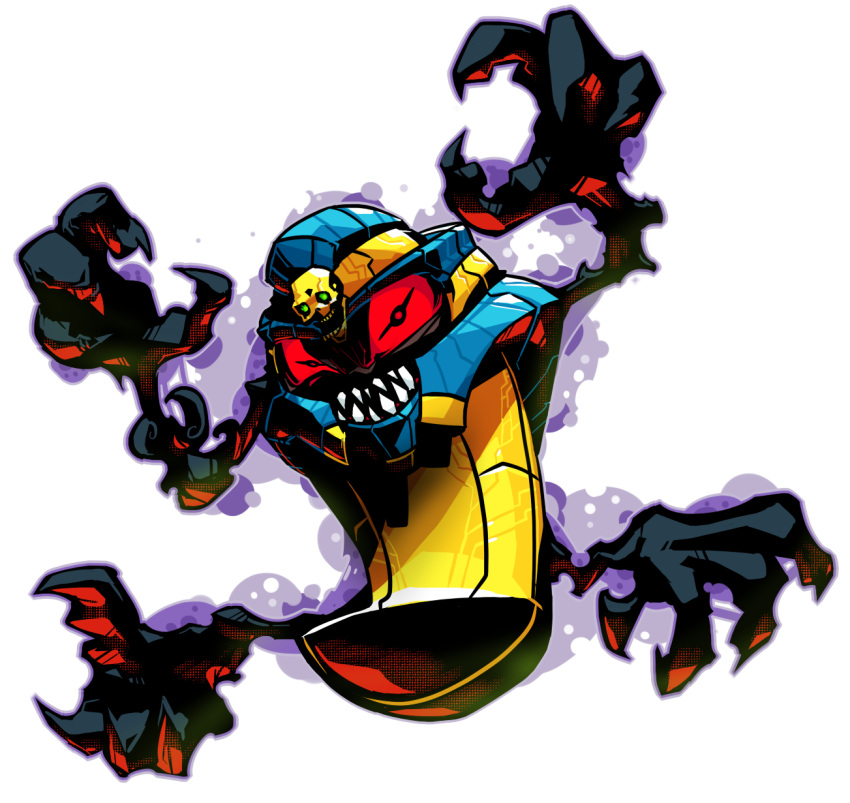 aura cofagrigus floating ghost highres looking_at_viewer monster multiple_hands no_humans pokemon pokemon_(creature) red_eyes sarcophagus sharp_teeth sido_(slipknot) simple_background skull solo white_background