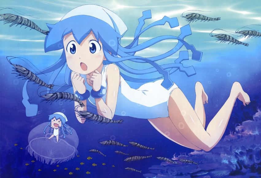 chibi ikamusume mini-ikamusume nyantype shinryaku!_ikamusume shrimp swimsuit underwater