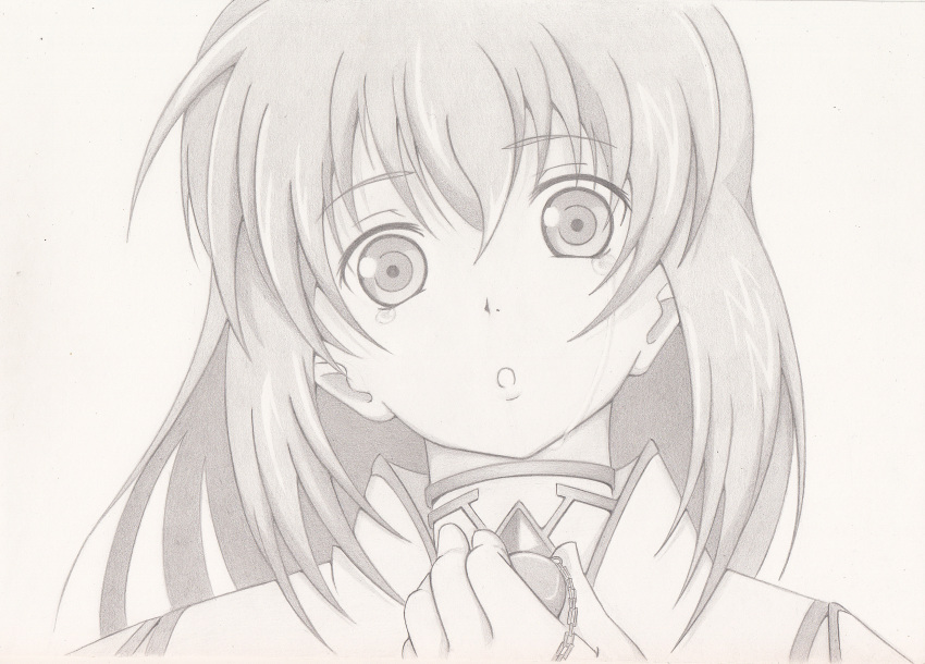 absurdres bad_id colette_brunel highres kinta_(distortion) long_hair monochrome solo tales_of_(series) tales_of_symphonia tears traditional_media
