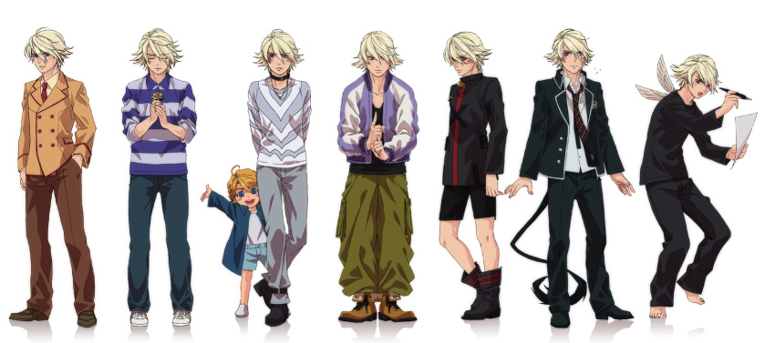 accelerator_(cosplay) ao_no_exorcist bad_id bakuman blazer character_request chibi cosplay guilty_crown highres ivan_karelin keith_goodman kido_kenji kido_kenji_(cosplay) multiple_persona necktie niizuma_eiji niizuma_eiji_(cosplay) okamoto_nobuhiko okumura_rin okumura_rin_(cosplay) ouka_ac purple_eyes school_uniform seiyuu_connection short_hair striped striped_necktie tail tiger_&amp;_bunny to_aru_majutsu_no_index violet_eyes