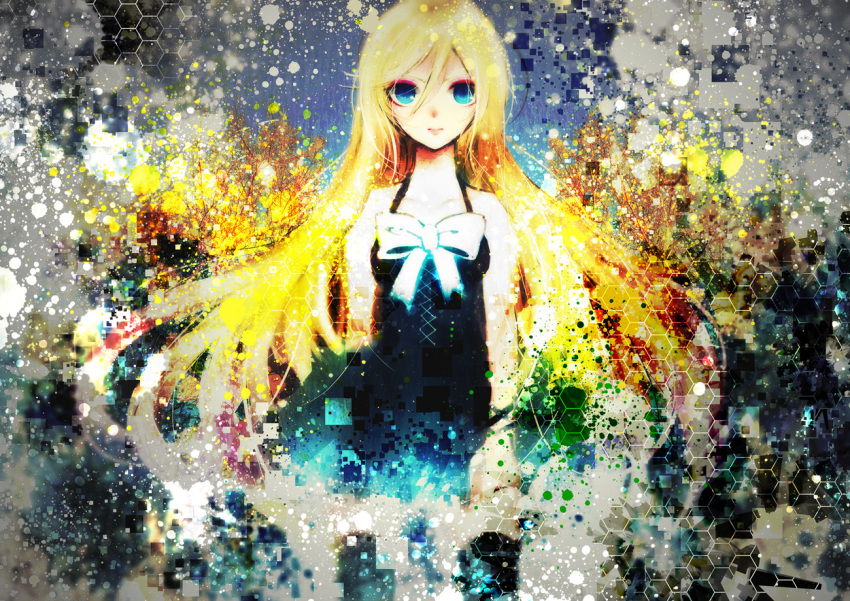 bad_id blonde_hair blue_eyes lily_(vocaloid) long_hair looking_at_viewer sazanami_shione solo vocaloid
