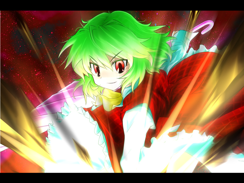 green_hair highres kazami_yuuka letterboxed master_spark r-18_jii red_eyes solo touhou umbrella youkai