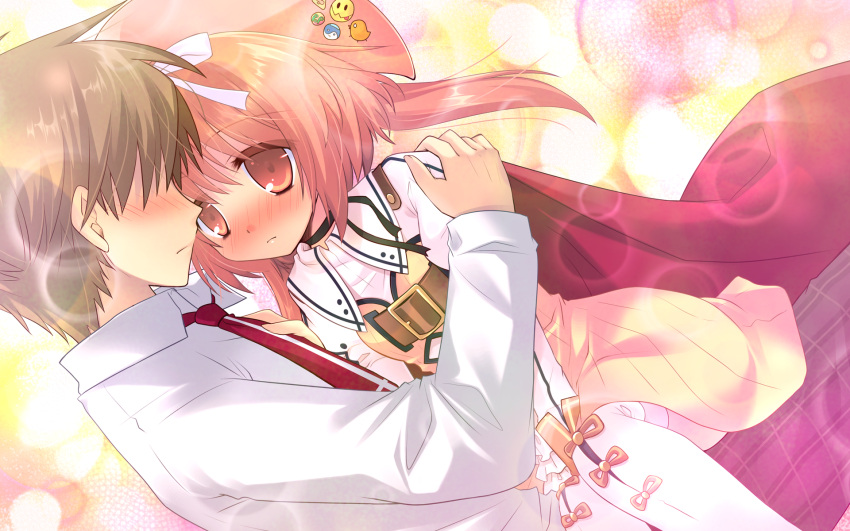 blush game_cg hand_on_another's_shoulder prismatic_princess_union_stars shoujo_bubbles tie_grab