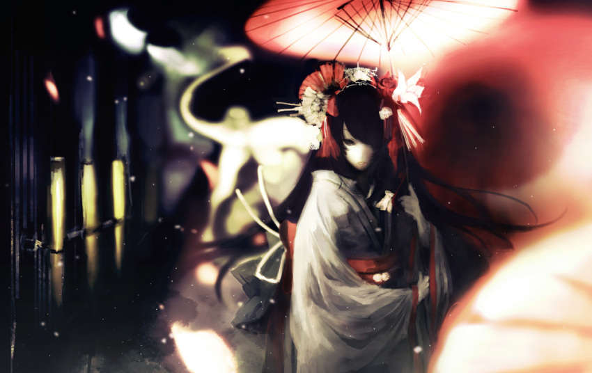 iori_yakatabako japanese_clothes kimono oriental_umbrella original solo umbrella