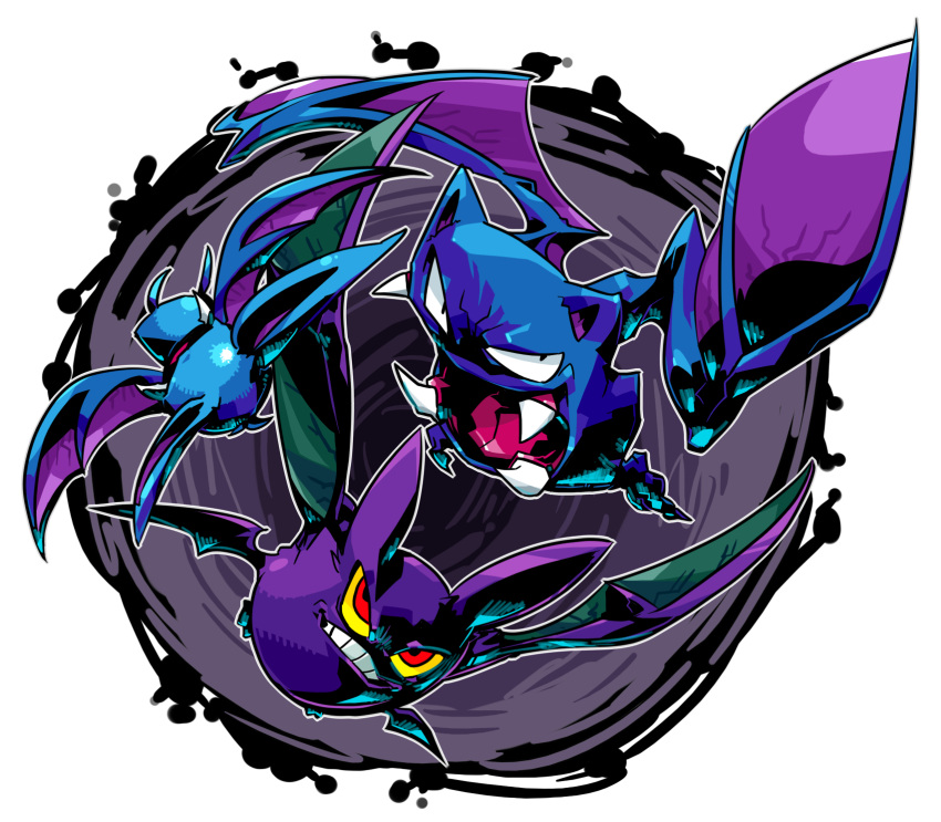 creature crobat darkness flying golbat highres looking_at_viewer monster multiple_wings no_humans open_mouth pokemon pokemon_(creature) pokemon_(game) pokemon_gsc sido_(slipknot) transparent_background wings zubat