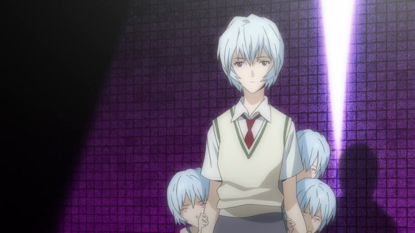 4girls age_difference ayanami_rei clone clones evangelion:_2.0_you_can_(not)_advance evangelion:_3.0_you_can_(not)_redo hiding multiple_persona necktie neon_genesis_evangelion rebuild_of_evangelion spoilers vest violet_eyes
