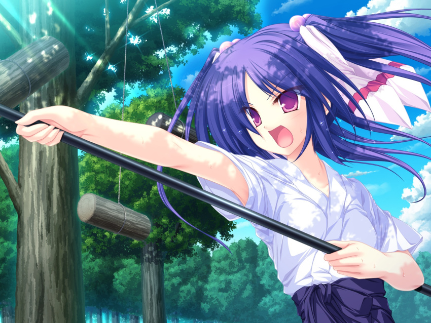 77 blue_hair game_cg hoshiba_sora long_hair mikagami_mamizu purple_eyes violet_eyes