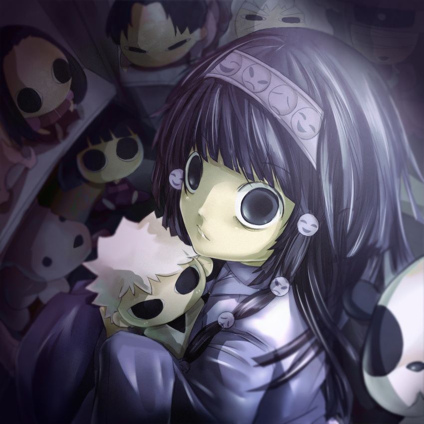 absurdres alluka_zoldyck androgynous black_hair doll dollyly21 family hairband highres hunter_x_hunter illumi_zoldyck kalluto_zoldyck kikyou_zoldyck killua_zoldyck long_hair male milluki_zoldyck multi-tied_hair scary_eyes silva_zoldyck solid_circle_eyes solo