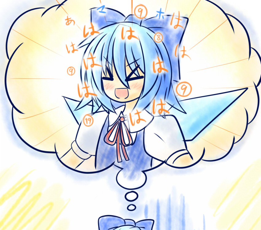 &#9320; &gt;_&lt; ? blue_hair bow cirno hair_bow open_mouth solo touhou yurume_atsushi Ã¢â€˜Â¨ â‘¨