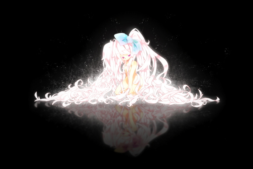 akatonbo black bow hatsune_miku long_hair nude pink_eyes pink_hair twintails vocaloid