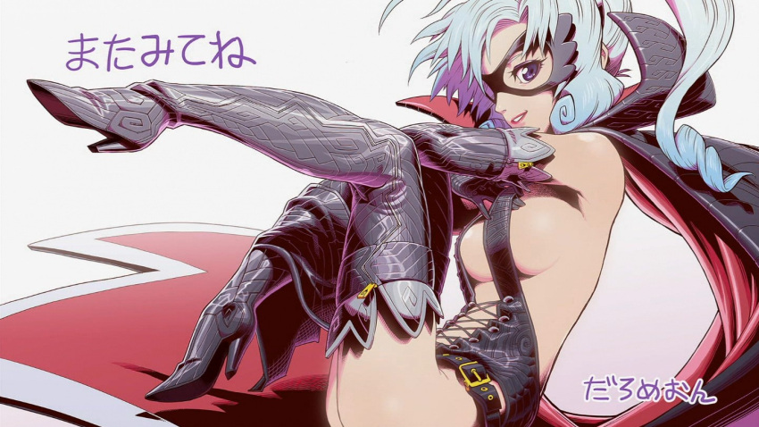 arsene breasts cape daromeon domino_mask elbow_gloves gloves henriette_mystere huge_breasts large_breasts leather mask official_art screencap short_hair solo tantei_opera_milky_holmes thigh-highs thighhighs